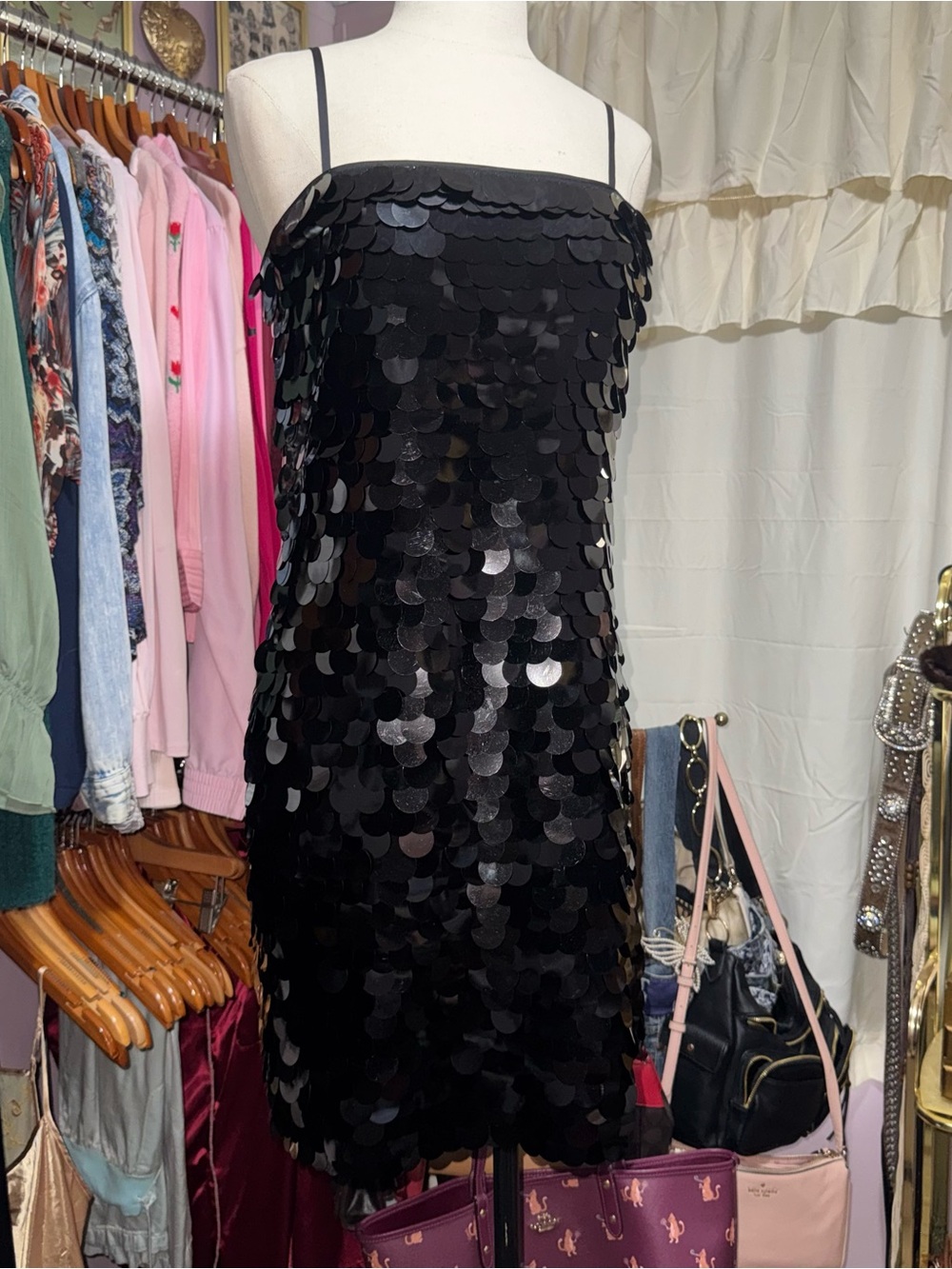 White House Black Market Black Sequin Mini Dress